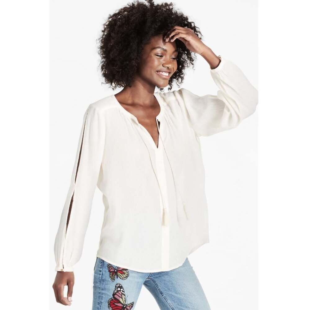 NWT Lucky Brand Slit Sleeve Peasant Top 7W44389
